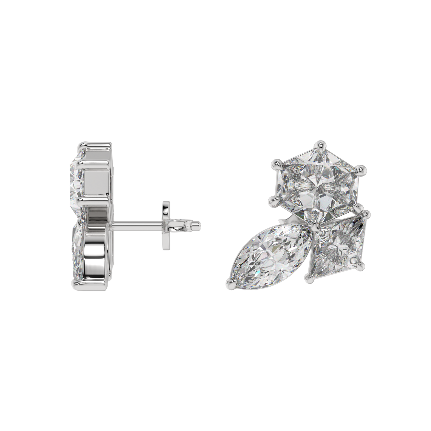 Hexa-Lozenge Diamond Stud Earrings Caratlink