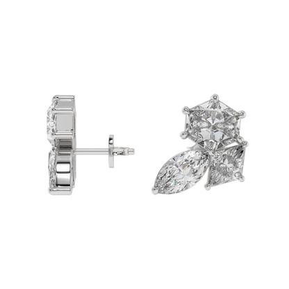 Hexa-Lozenge Diamond Stud Earrings Caratlink