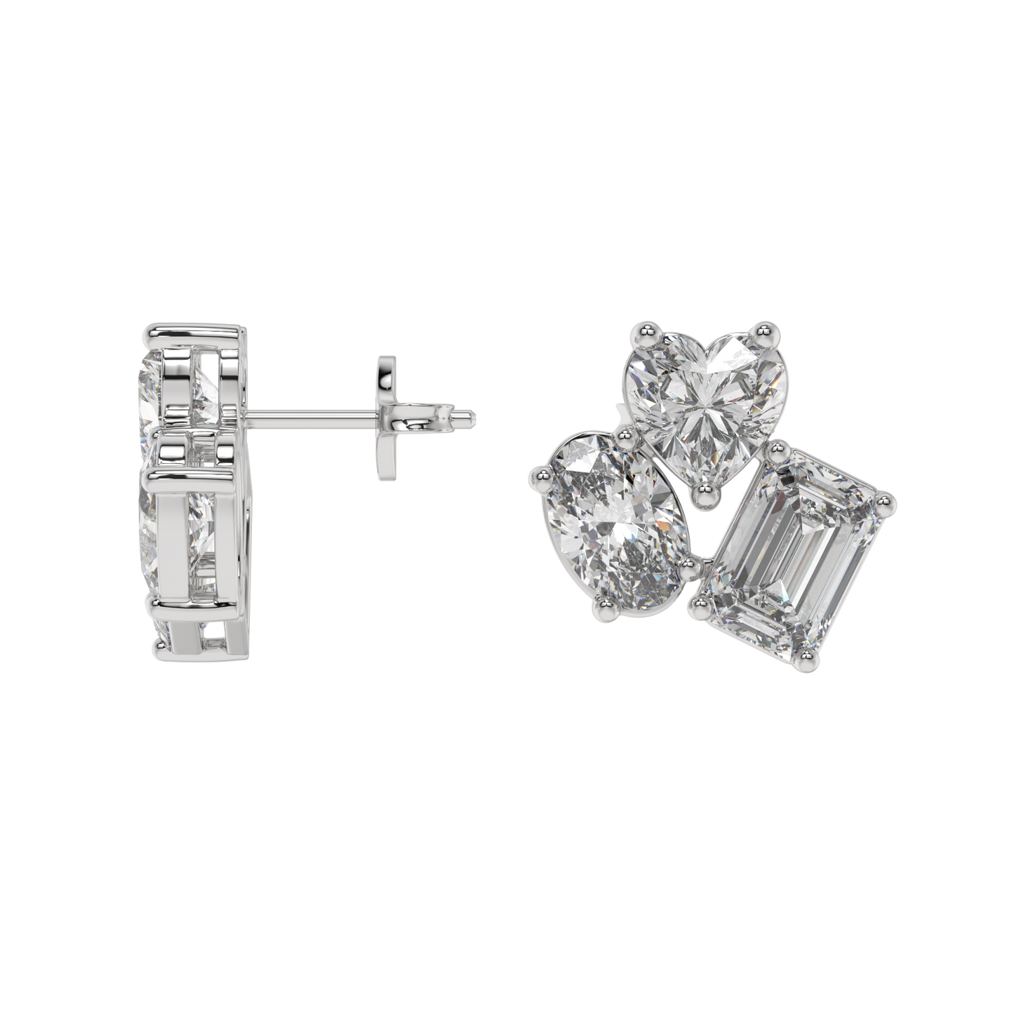 Trio Shape Diamond Stud Earrings Caratlink