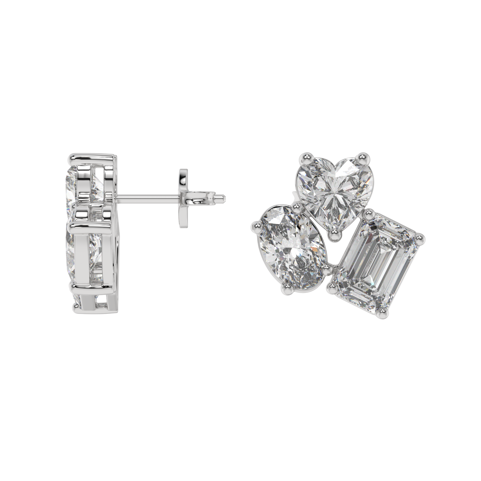 Trio Shape Diamond Stud Earrings Caratlink