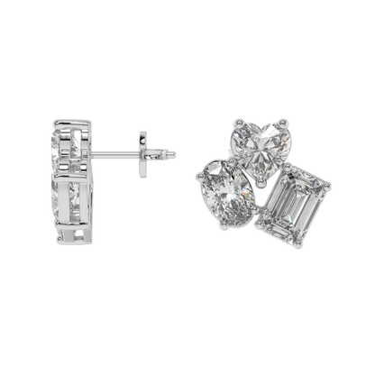 Trio Shape Diamond Stud Earrings Caratlink