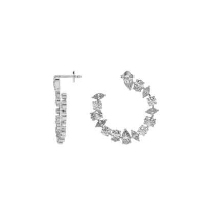 Multi-Shape Diamond Crescent Hoop Earrings Caratlink