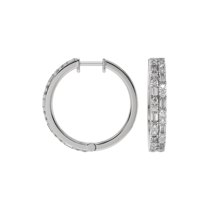 Luxe Baguette & Round Diamond Hoops Caratlink