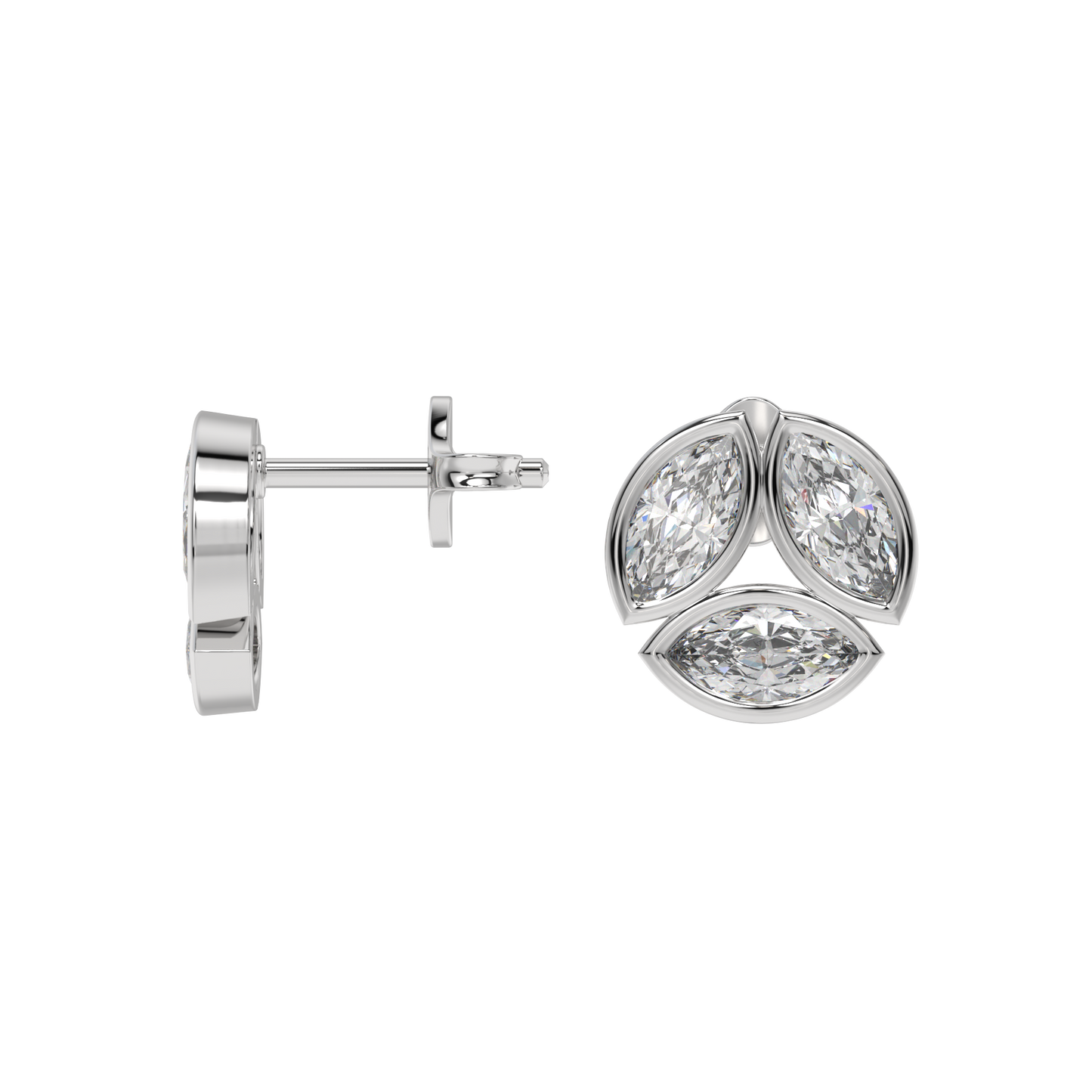 Marquise Trio Diamond Stud Earrings Caratlink