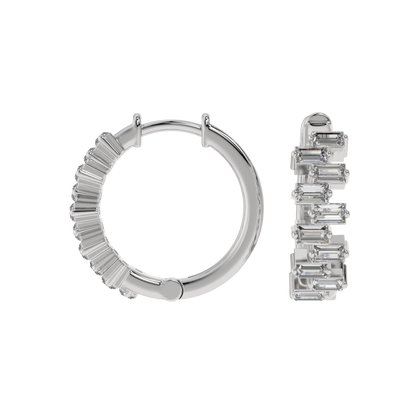 Architectural Baguette Diamond Hoop Earrings Caratlink