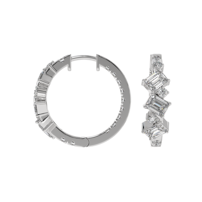 Geometric Emerald Diamond Hoop Earrings Caratlink
