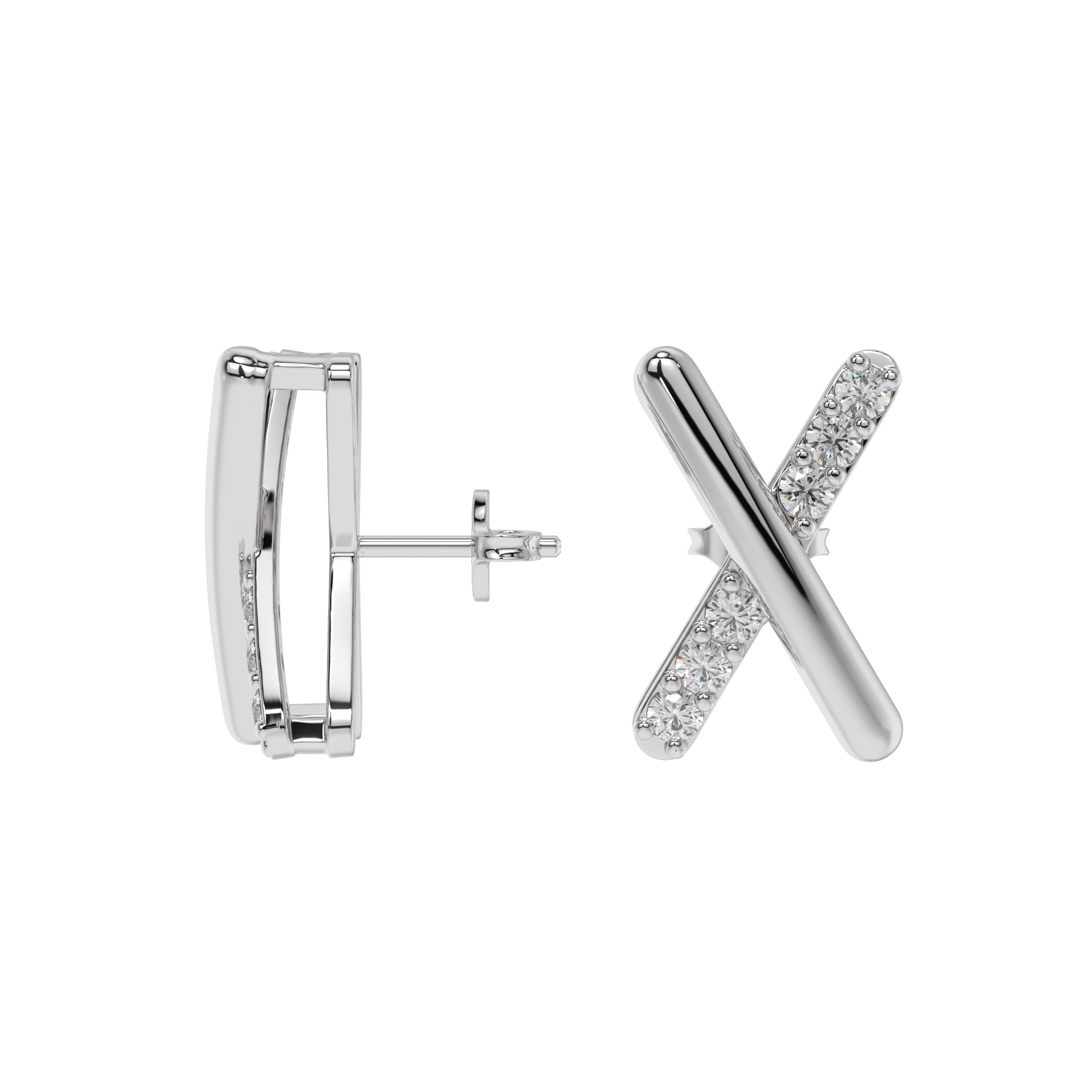 Crossline Diamond Studs CaratLink