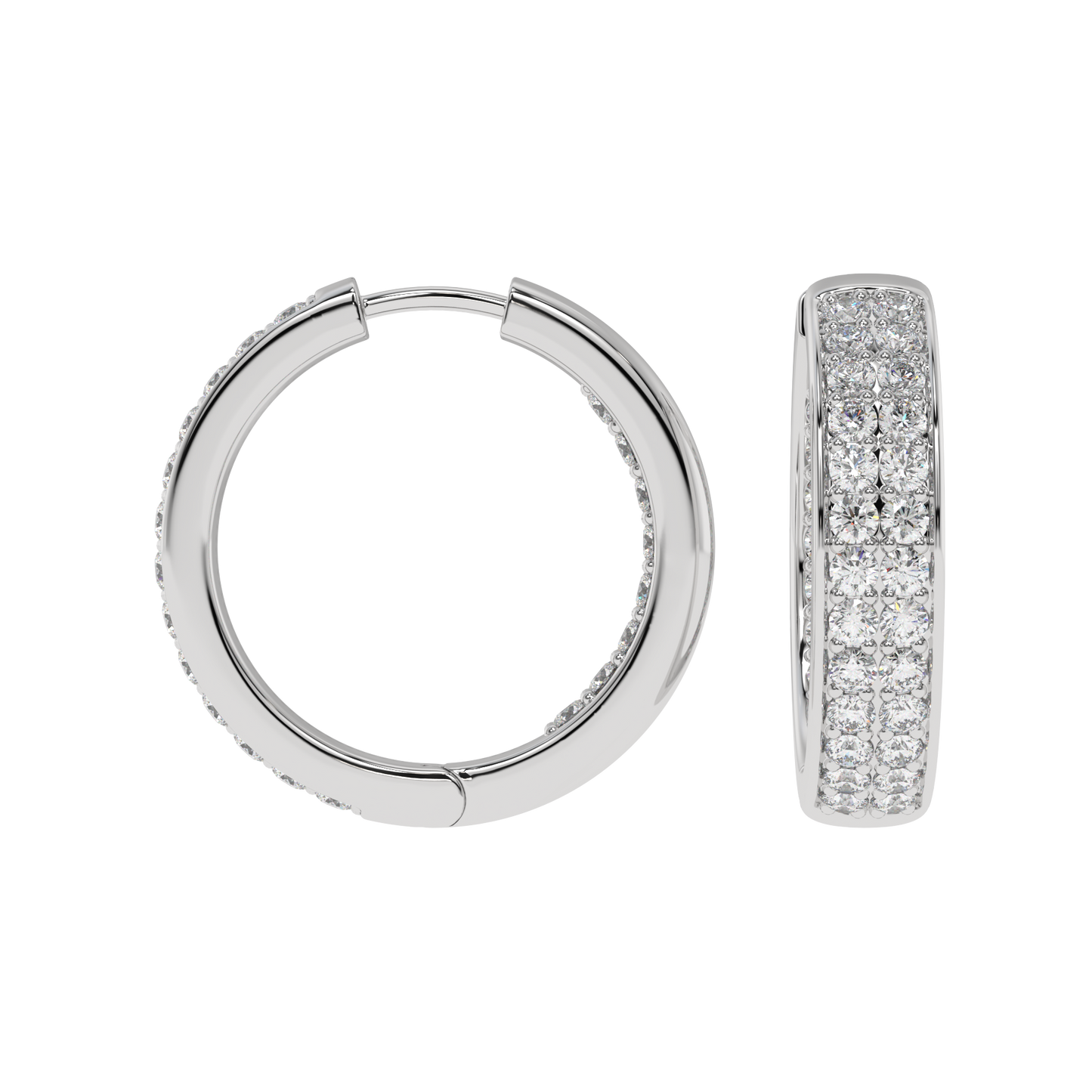 Double Row Diamond Hoop Earrings Caratlink