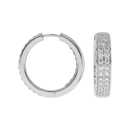 Double Row Diamond Hoop Earrings Caratlink