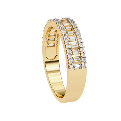 Baguette and Round Diamond Band Carat Link Jewels
