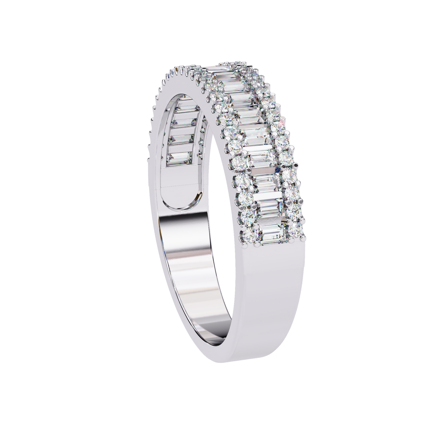 Baguette and Round Diamond Band Carat Link Jewels