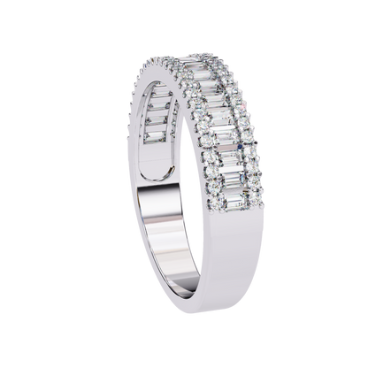Baguette and Round Diamond Band Carat Link Jewels