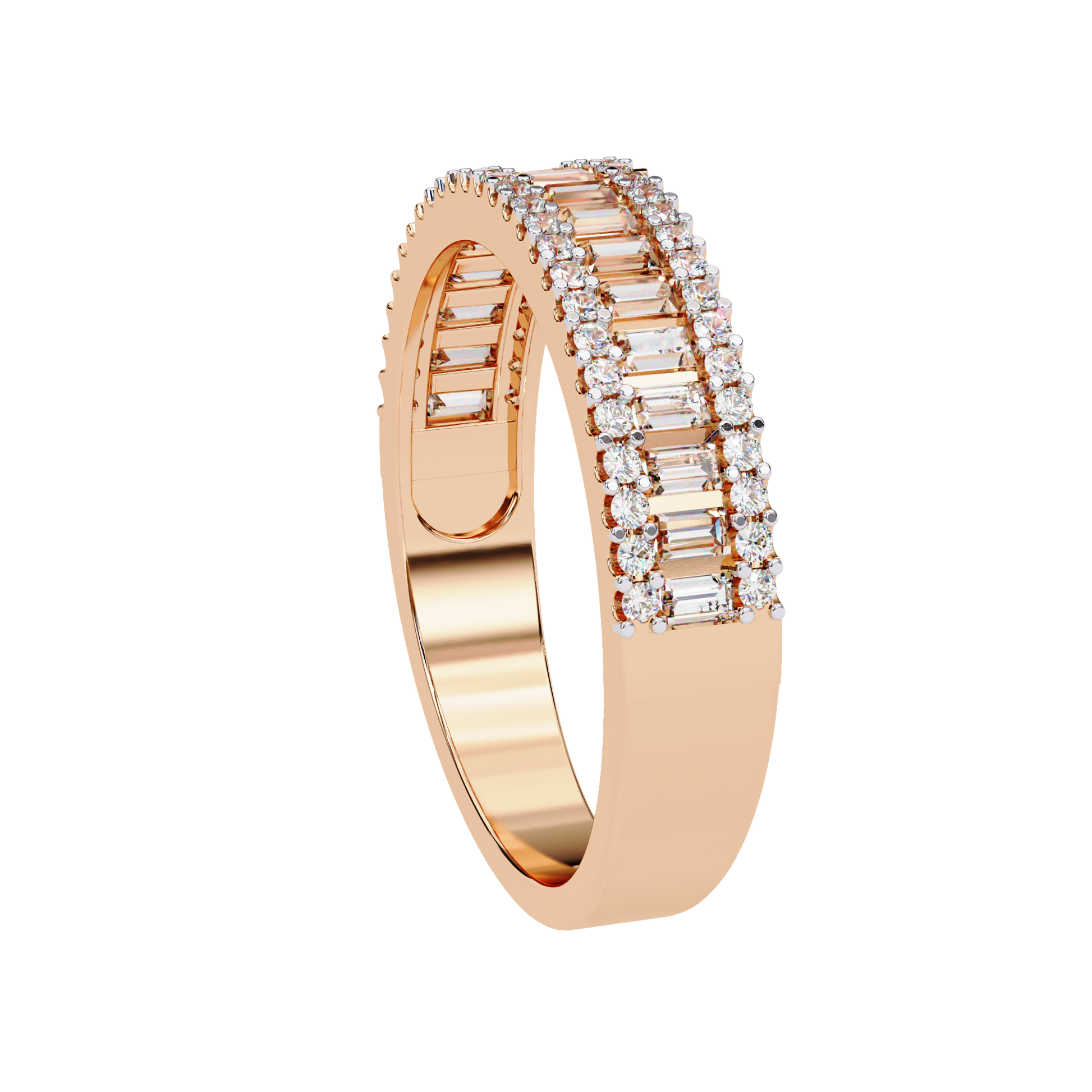 Baguette and Round Diamond Band Carat Link Jewels