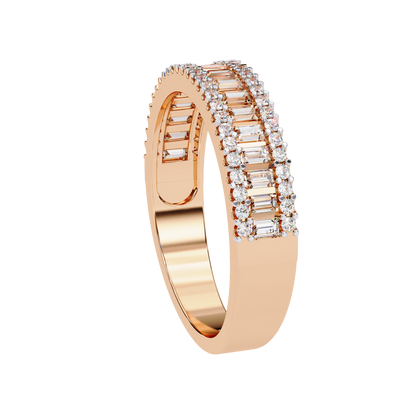 Baguette and Round Diamond Band Carat Link Jewels
