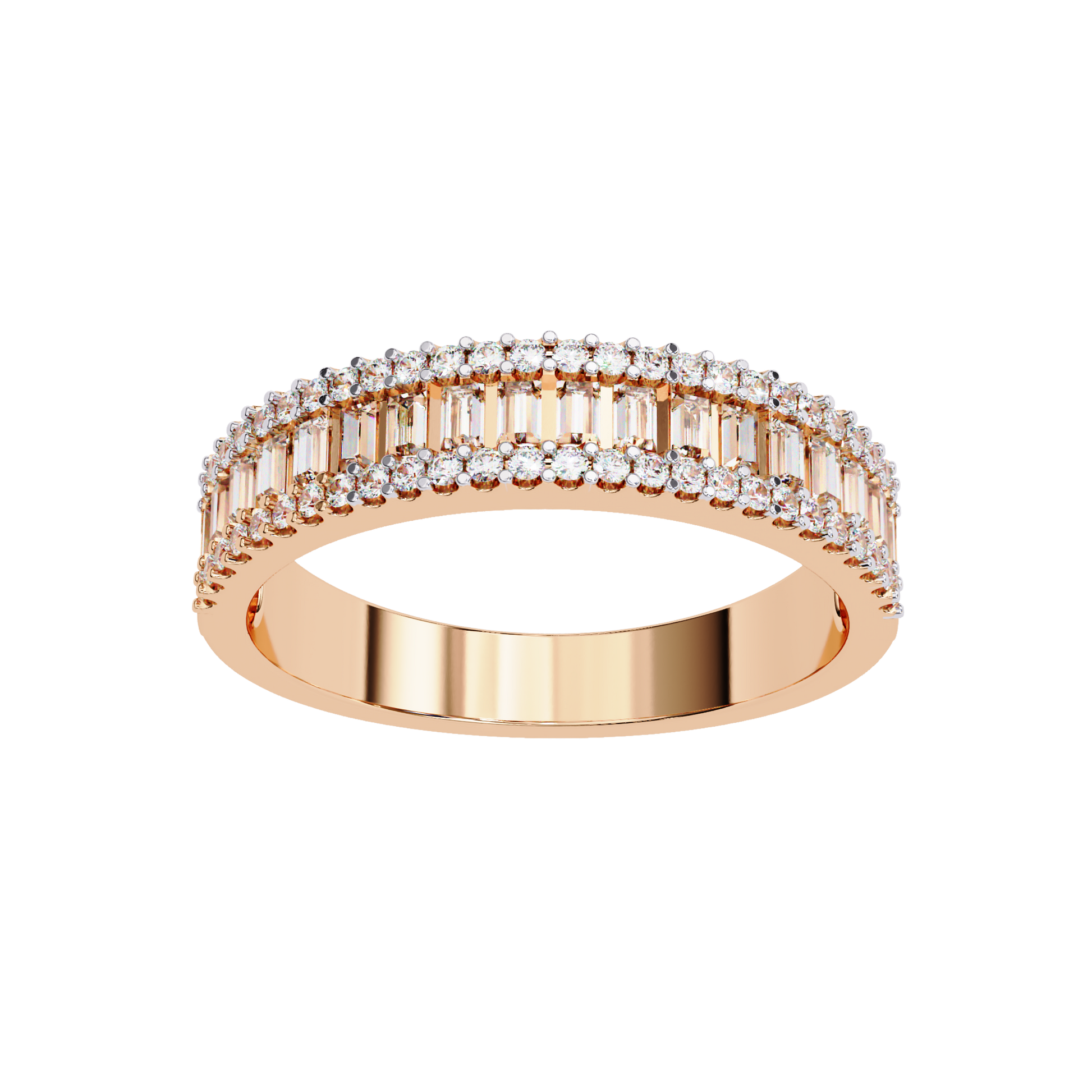 Baguette and Round Diamond Band Carat Link Jewels