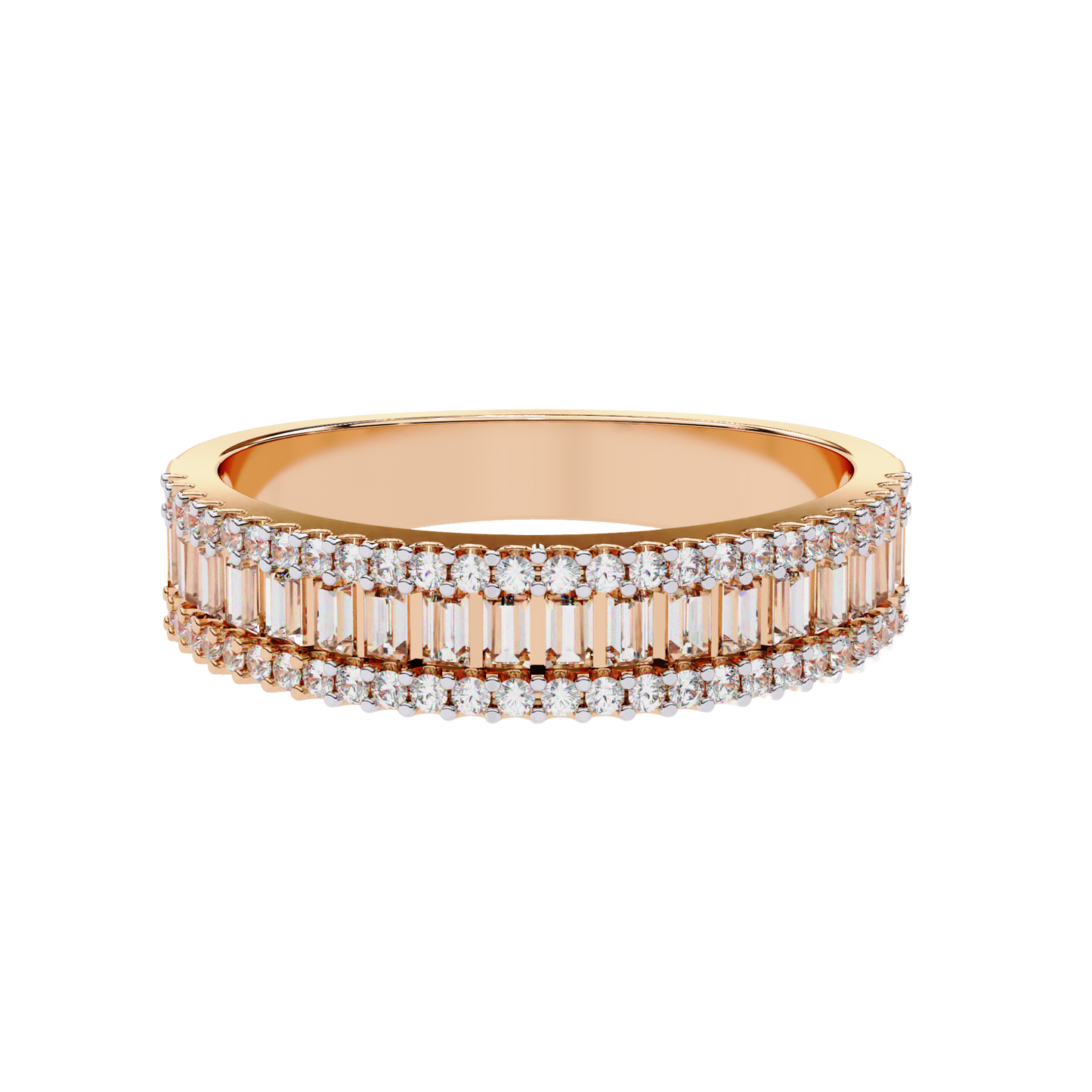 Baguette and Round Diamond Band Carat Link Jewels
