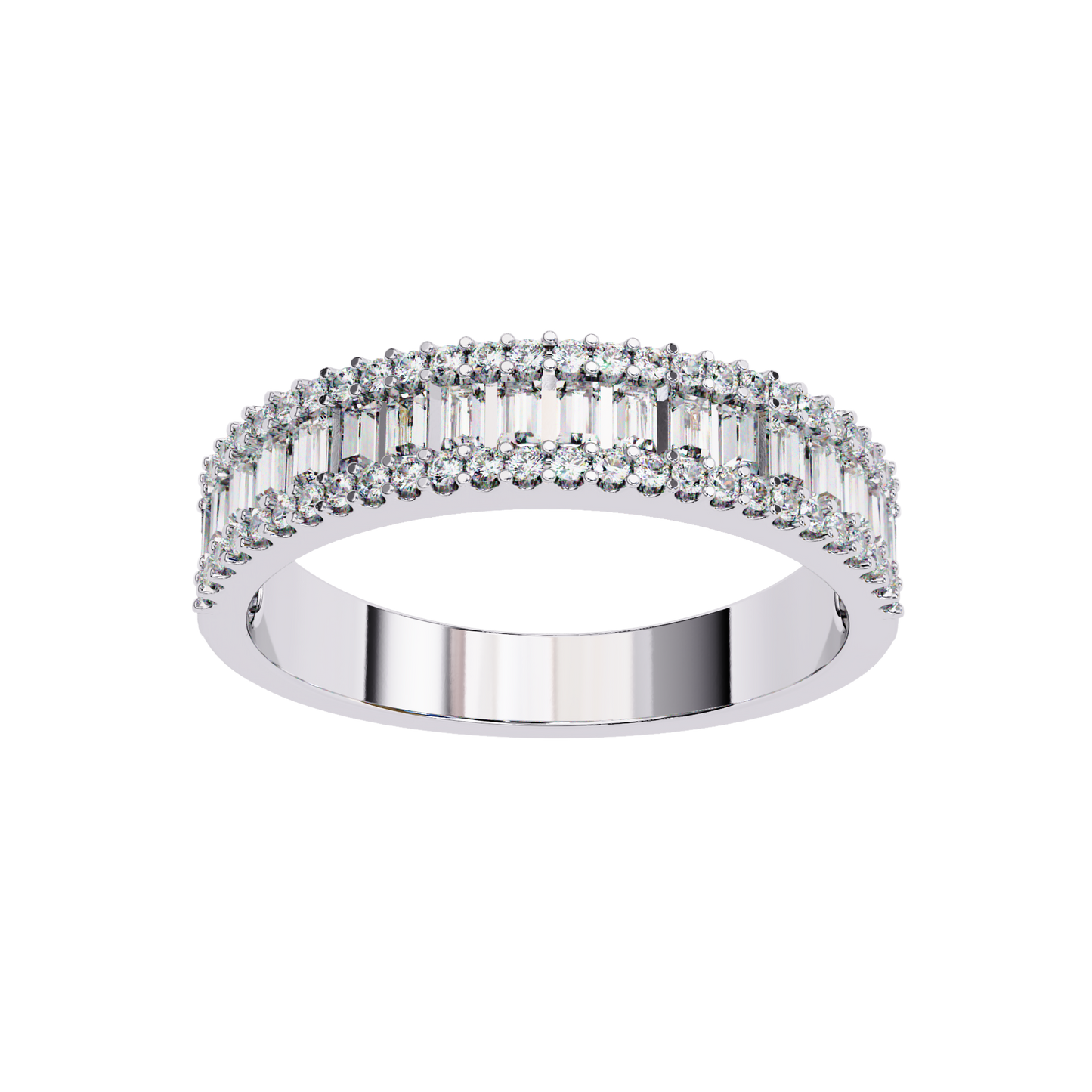 Baguette and Round Diamond Band Carat Link Jewels