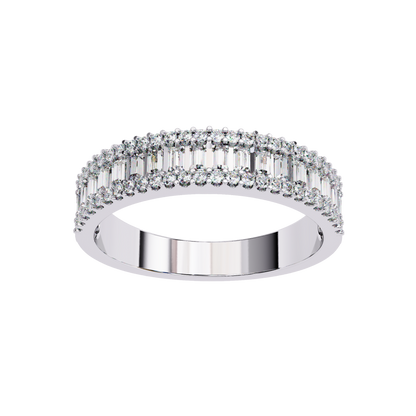 Baguette and Round Diamond Band Carat Link Jewels