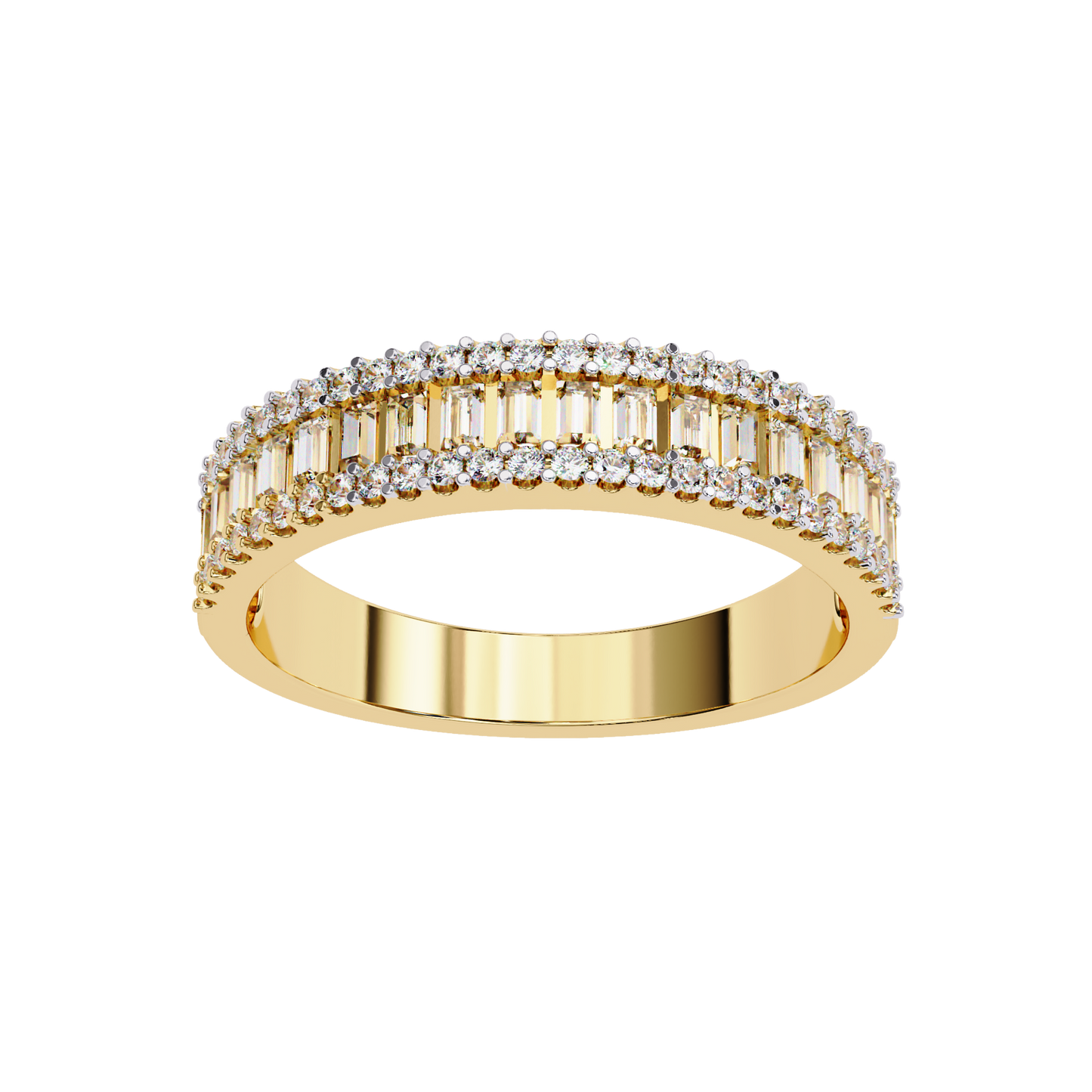 Baguette and Round Diamond Band Carat Link Jewels