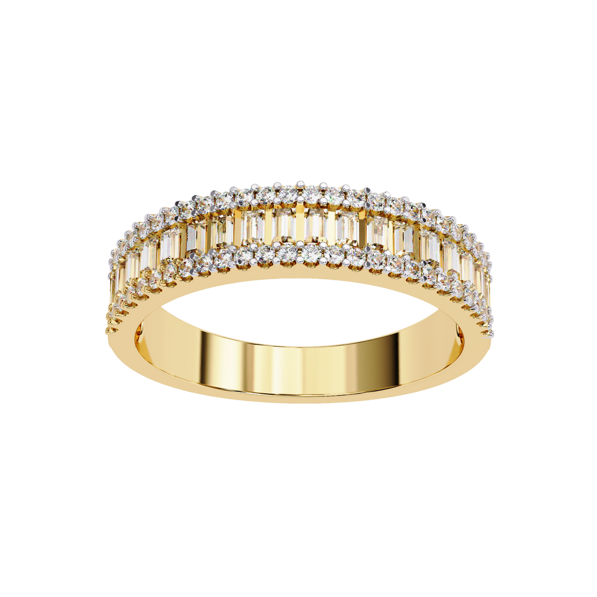 Baguette and Round Diamond Band Carat Link Jewels