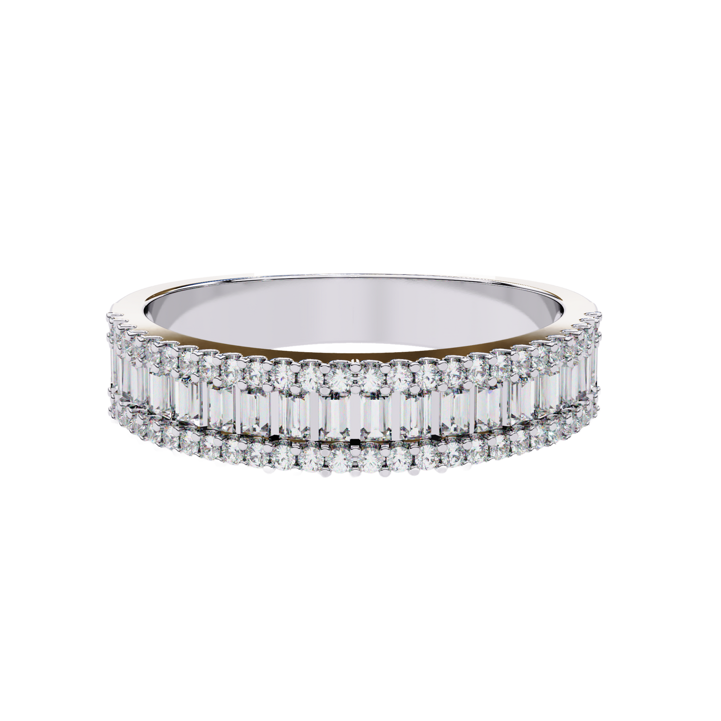 Baguette and Round Diamond Band Carat Link Jewels