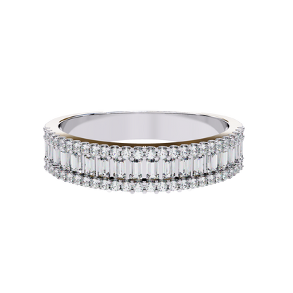 Baguette and Round Diamond Band Carat Link Jewels