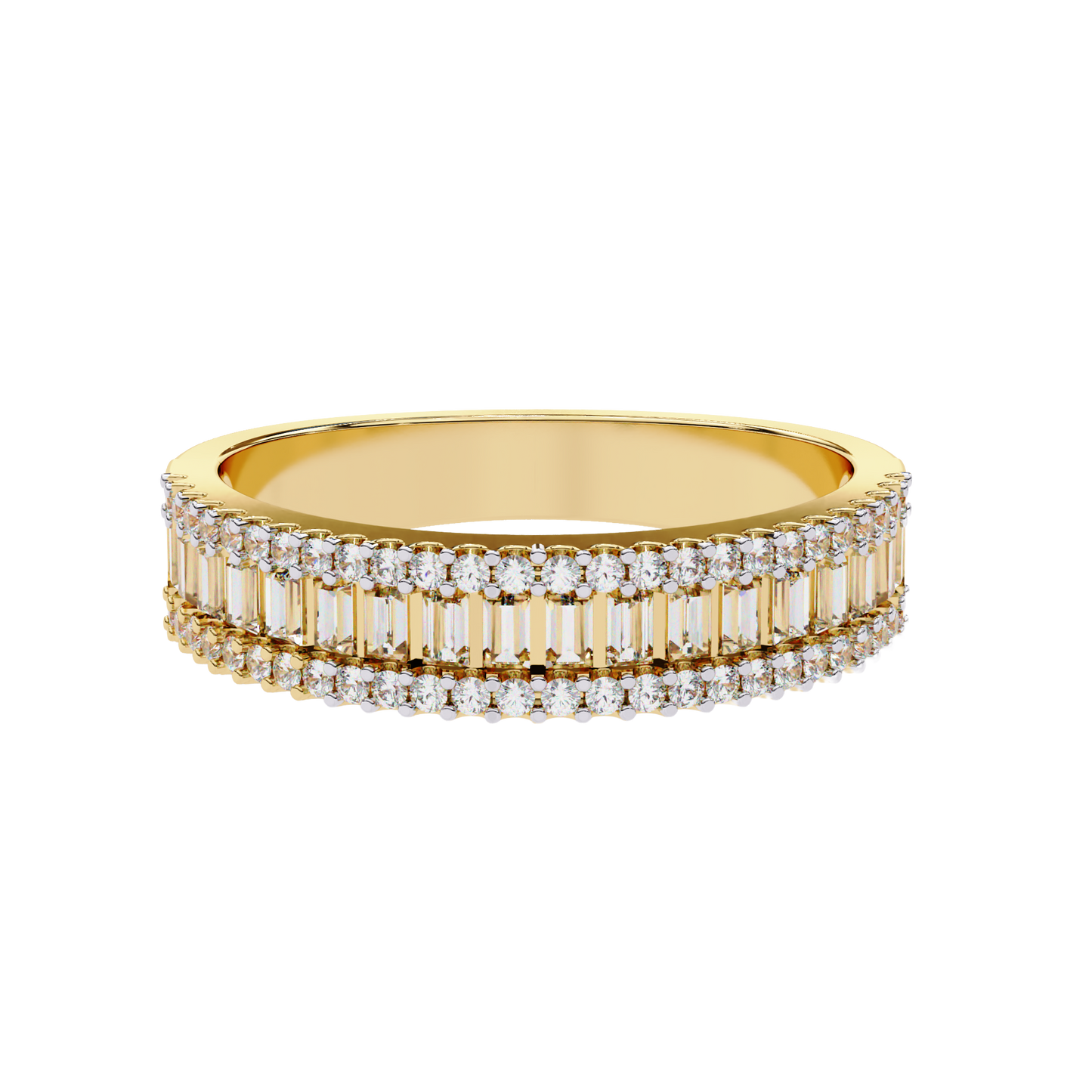 Baguette and Round Diamond Band Carat Link Jewels