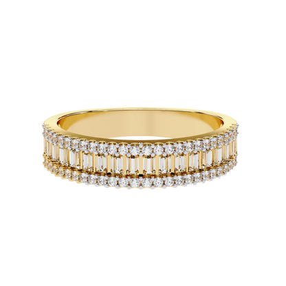 Baguette and Round Diamond Band Carat Link Jewels