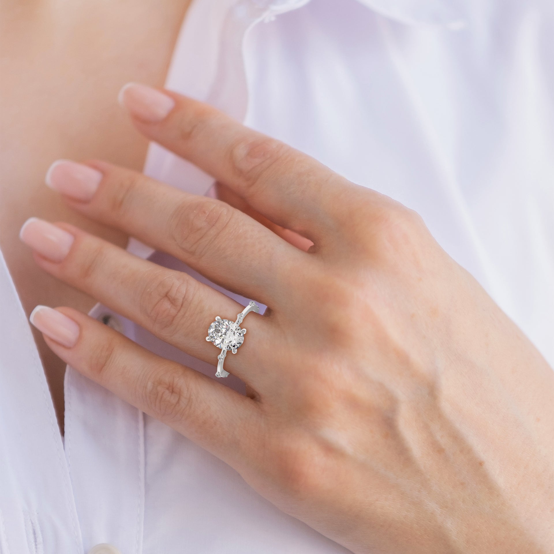 Luminous Charm Oval Solitaire Ring - Caratlink