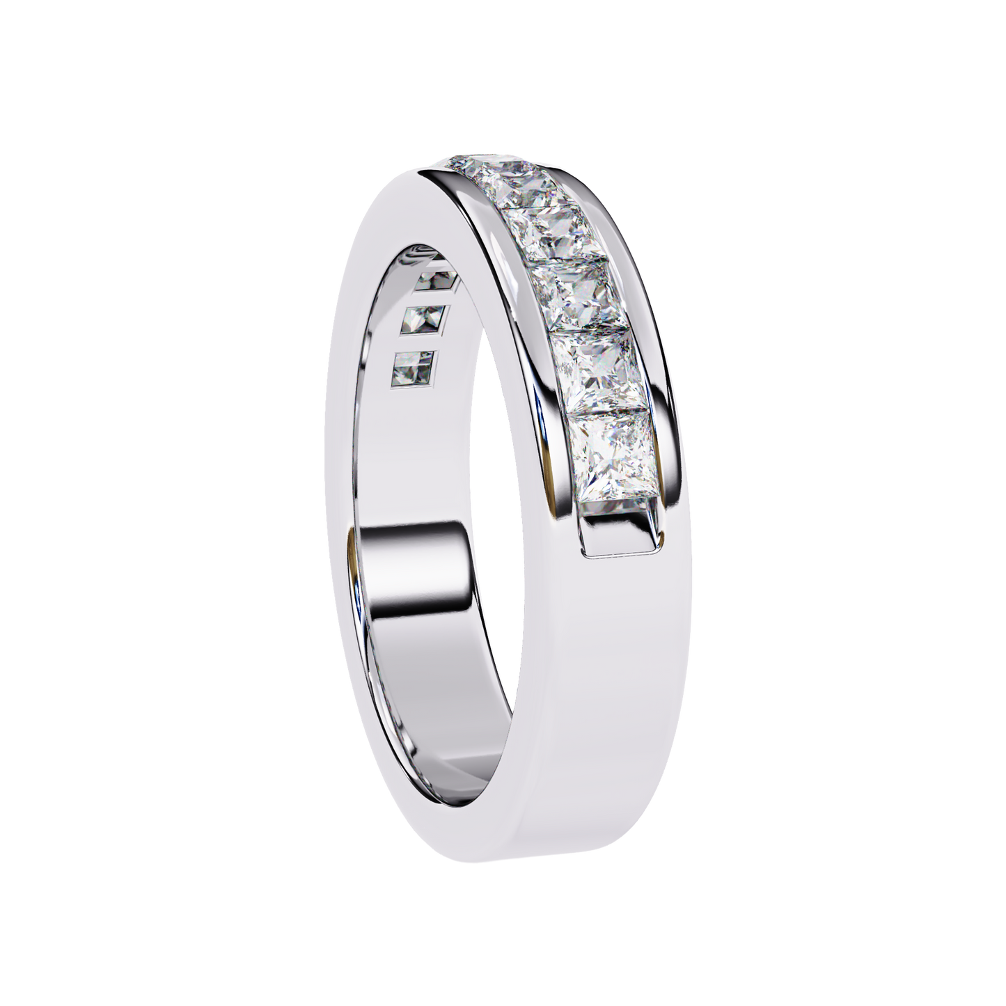 Princess Cut Diamond Channel Band Carat Link Jewels