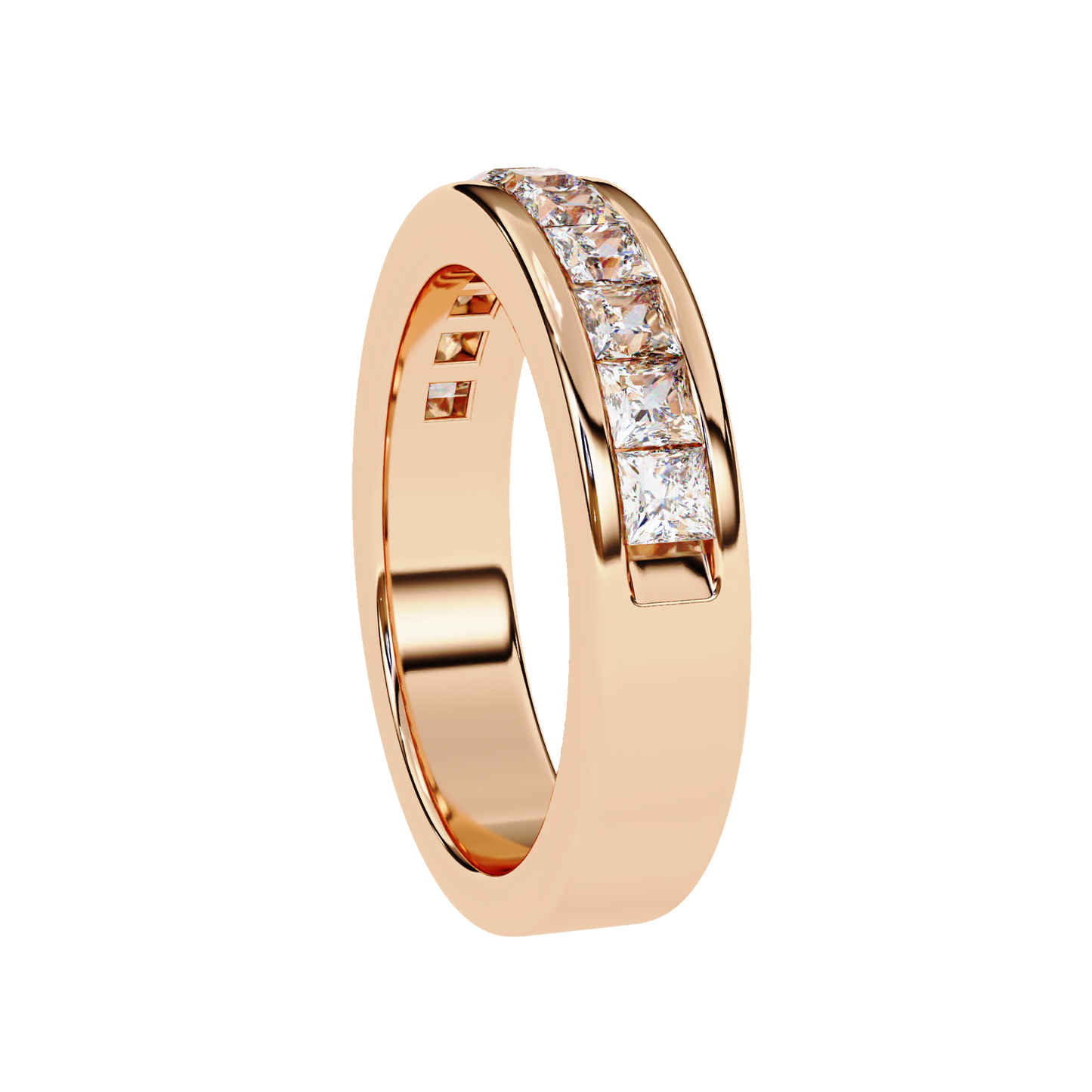 Princess Cut Diamond Channel Band Carat Link Jewels