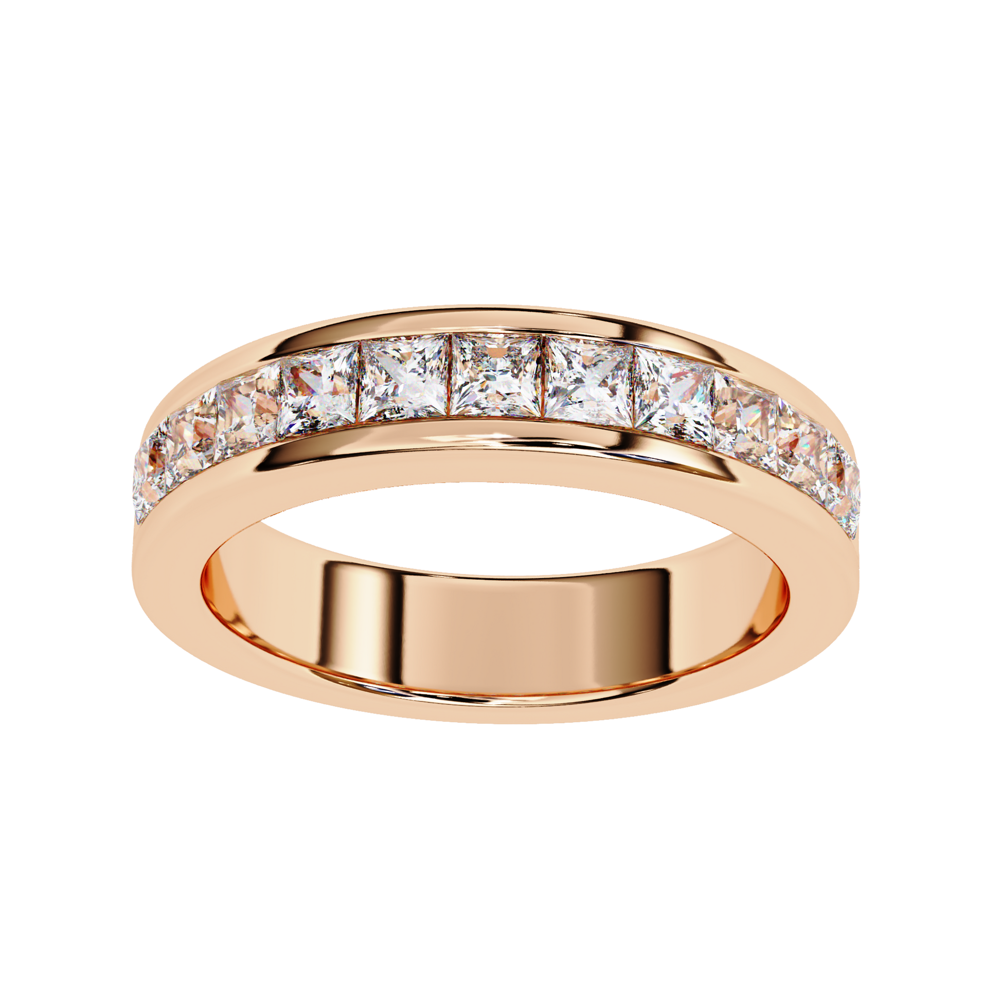 Princess Cut Diamond Channel Band Carat Link Jewels