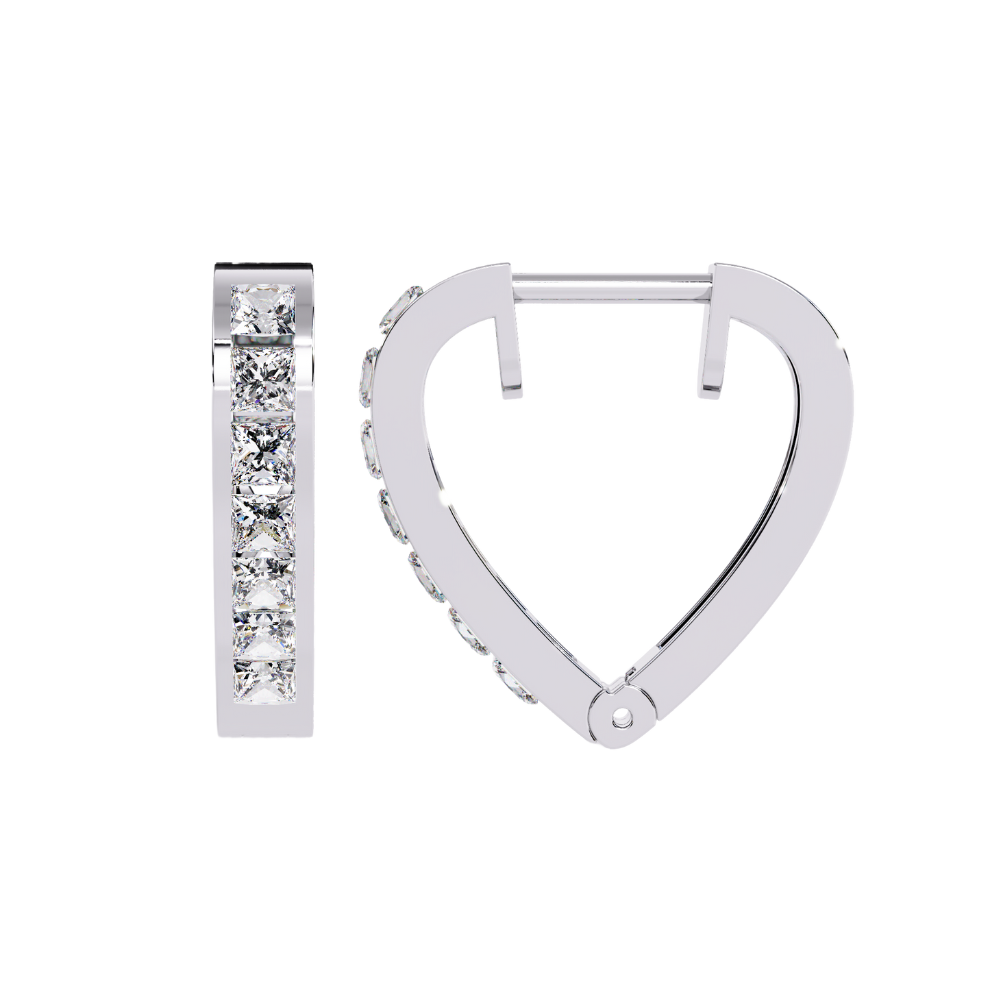 Sparkling Diamond Heart Hoop Earrings
