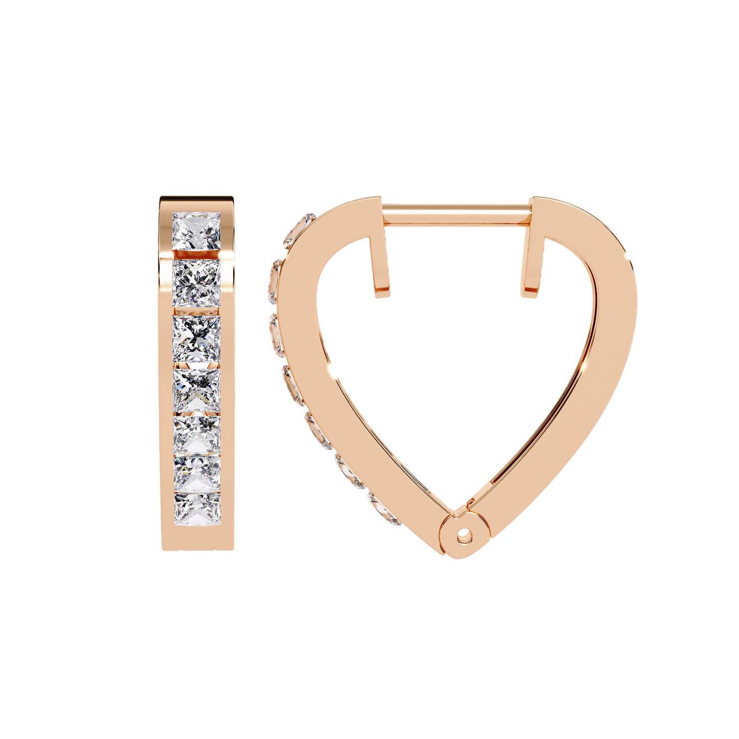 Sparkling Diamond Heart Hoop Earrings