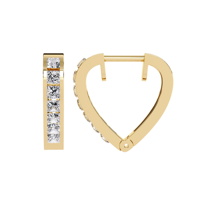 Sparkling Diamond Heart Hoop Earrings