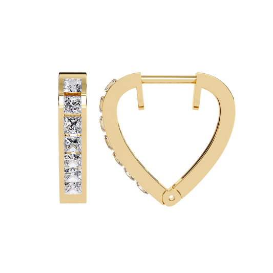 Sparkling Diamond Heart Hoop Earrings