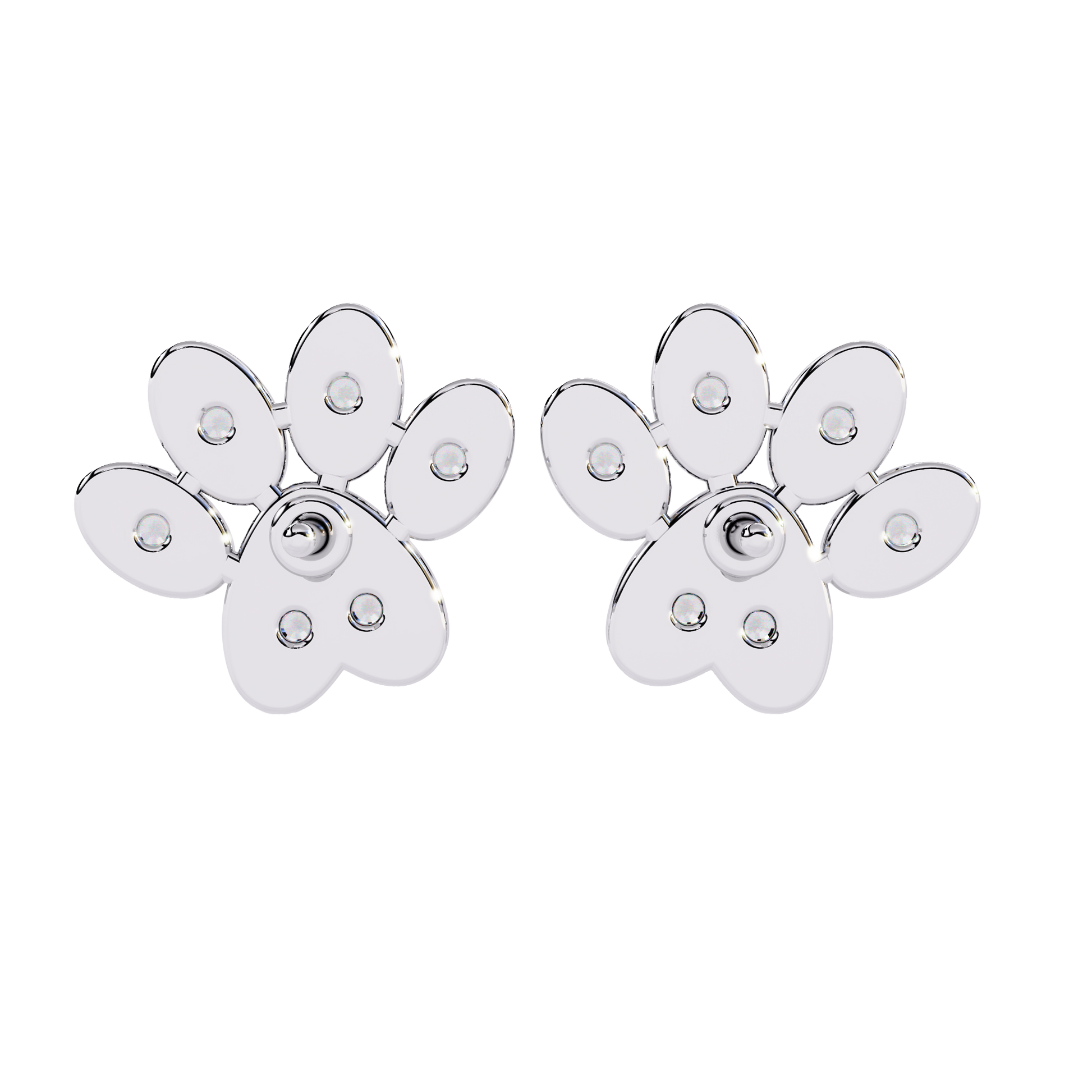 Paw Print Diamond Stud Earrings Carat Link Jewels