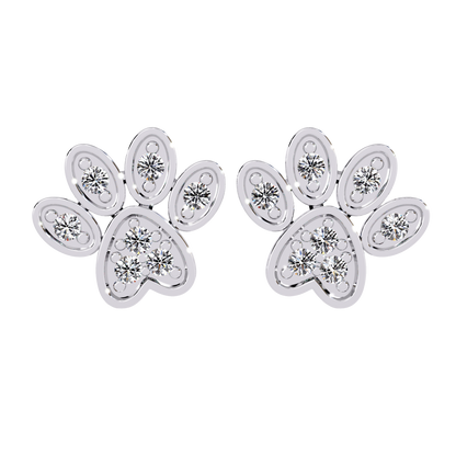 Paw Print Diamond Stud Earrings Carat Link Jewels
