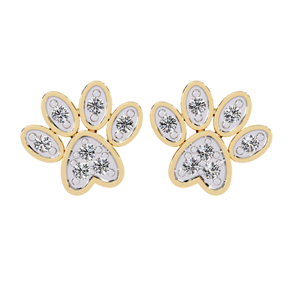 Paw Print Diamond Stud Earrings Carat Link Jewels