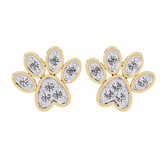Paw Print Diamond Stud Earrings