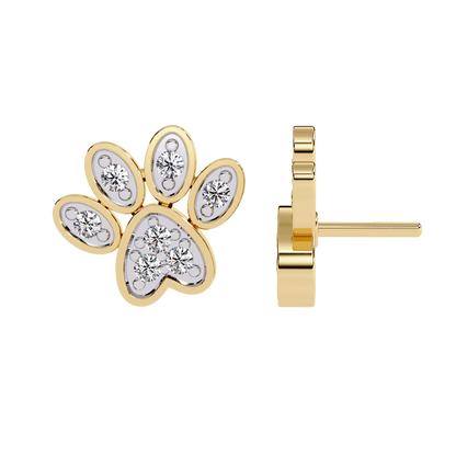 Paw Print Diamond Stud Earrings Carat Link Jewels