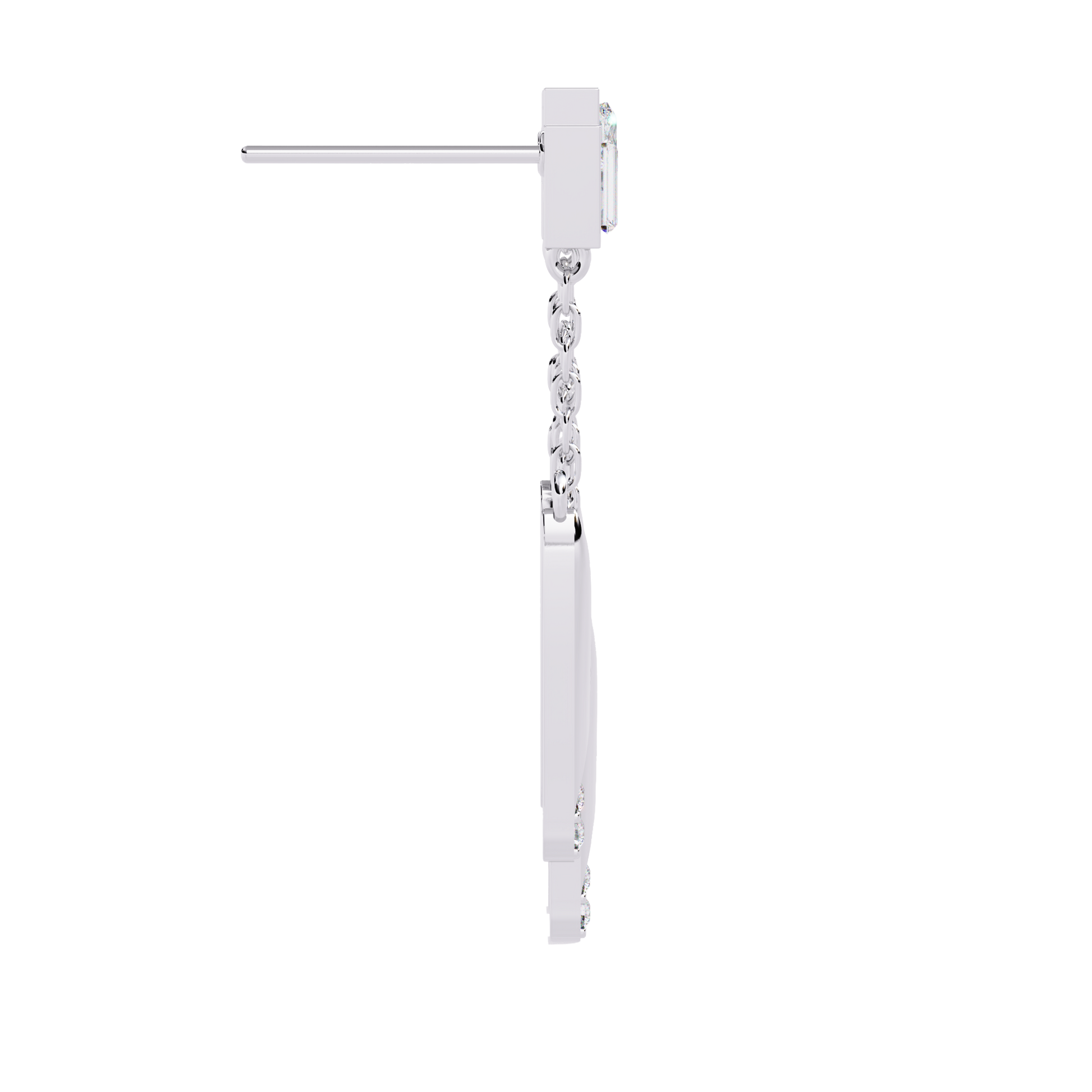 Modern Diamond Drop Chain Earrings Carat Link Jewels