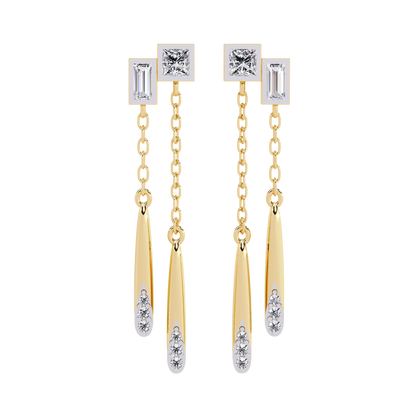 Modern Diamond Drop Chain Earrings Carat Link Jewels