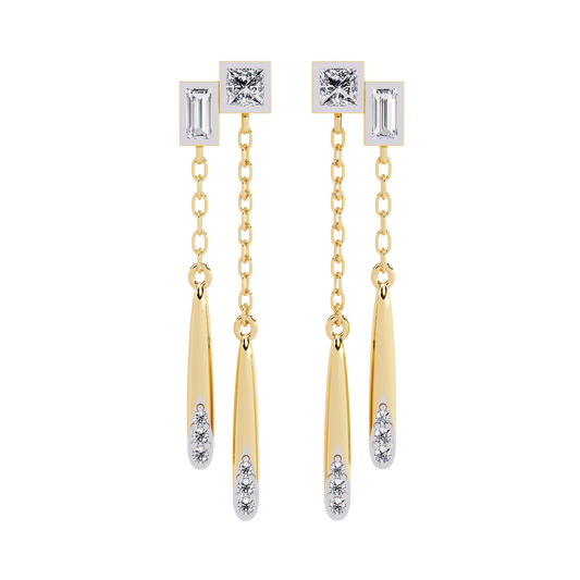 Modern Diamond Drop Chain Earrings