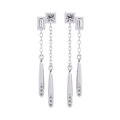 Modern Diamond Drop Chain Earrings Carat Link Jewels