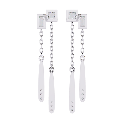 Modern Diamond Drop Chain Earrings Carat Link Jewels