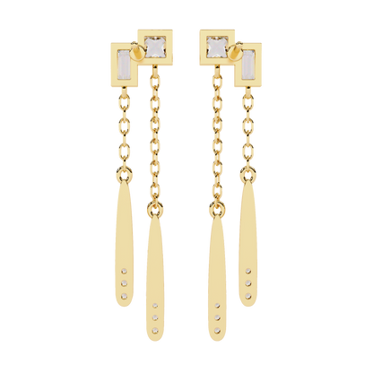 Modern Diamond Drop Chain Earrings Carat Link Jewels