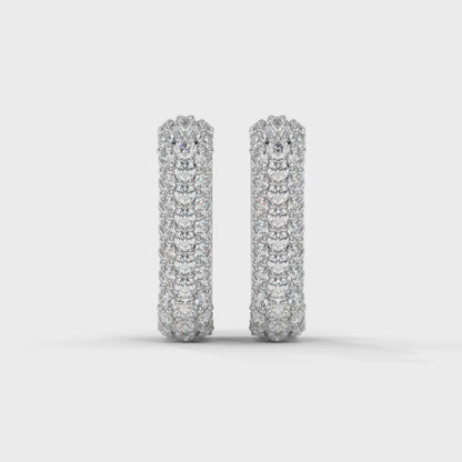 Triple Row Diamond Hoop Earrings