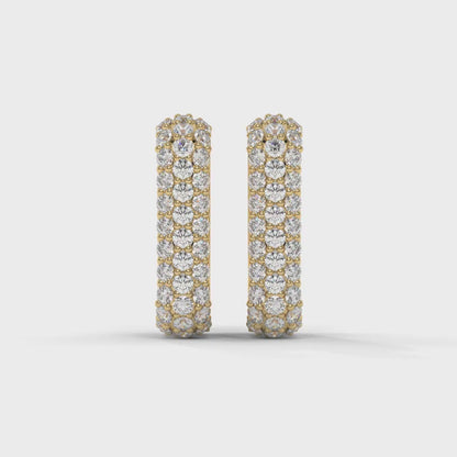 Triple Row Diamond Hoop Earrings