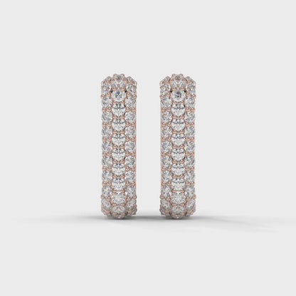 Triple Row Diamond Hoop Earrings